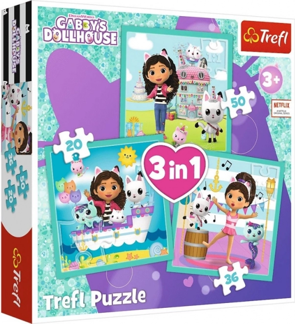 puzzle 3v1 Koci domek Gabi 3+ Trefl
