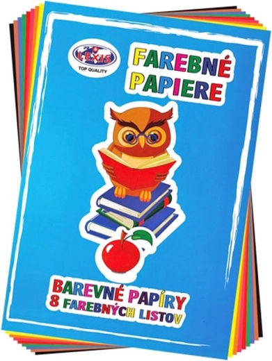 Složka barevných papírů A4, 8 listů, 80 g/m²