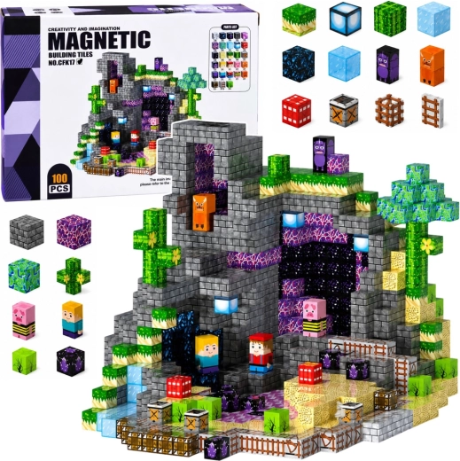 Magnetické pixelové kostky – stavebnice 100 dílů