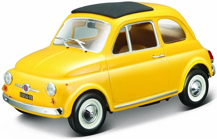 Kovový model auta Fiat 500 F (1965) 1:24 žlutý