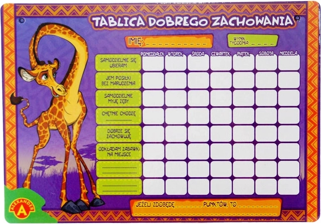 Tabulka dobrého chování – malá, suchostíratelná