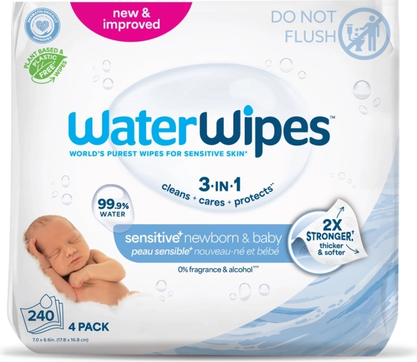 WaterWipes vlhčené ubrousky newborn & baby 3v1, 4× 60 ks (240 ks)
