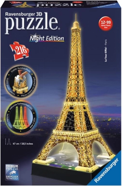 Puzzle 3D Eiffelova věž Nocí