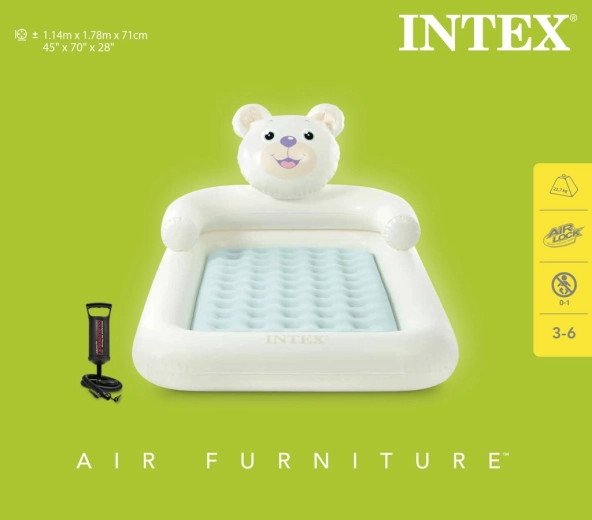 Nafukovací dětská matrace ve tvaru medvídka s pístovou pumpou INTEX