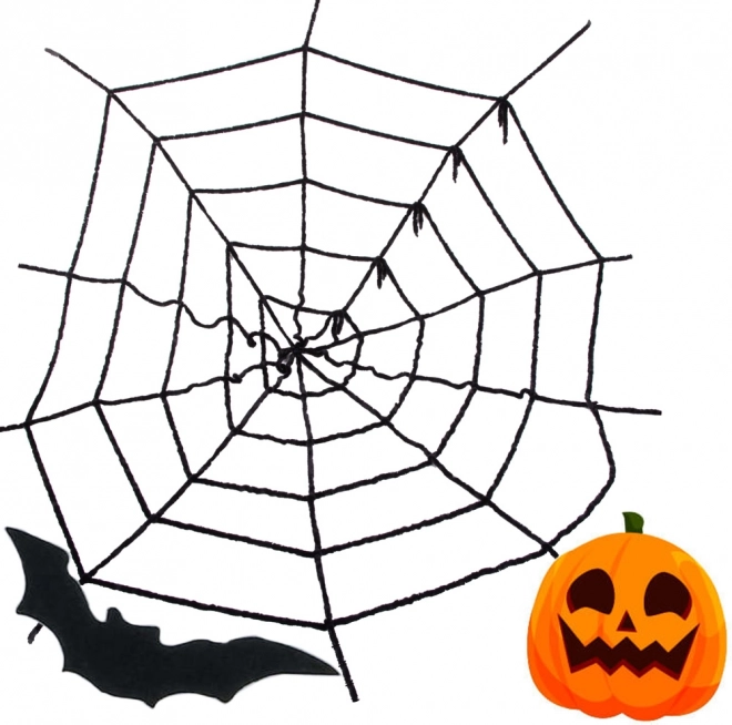 Umělá černá halloweenská pavučina – dekorace 90 × 90 cm