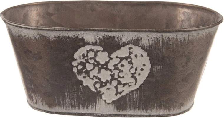 Kovový květináč ve tvaru srdce hnědý 20 × 12 × 10 cm