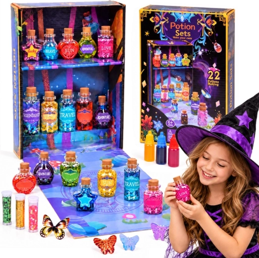 Magický kreativní set na výrobu lektvarů s třpytkami (22 receptů)