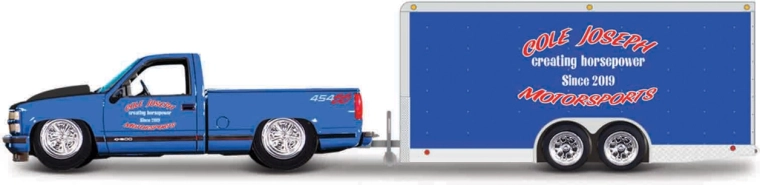 Maisto Design Tow & Go – model 1993 Chevrolet 454 SS pickup s přívěsem 1:64