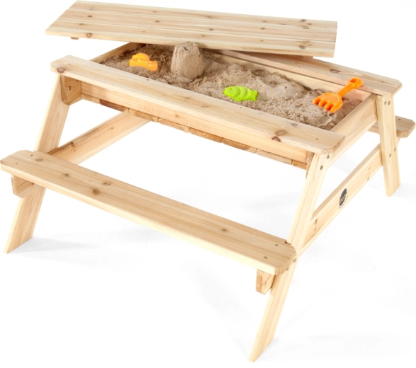 Dřevěný piknikový stůl 2v1 s pískovištěm