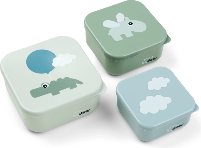 Done by Deer sada svačinových boxů Happy clouds - 3 ks – Zelená