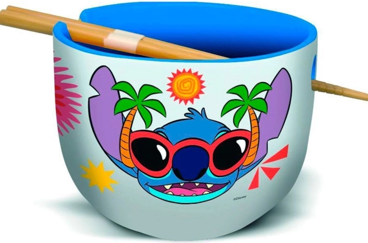 STOR keramická jídelní miska na ramen s hůlkami Stitch