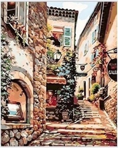 NORIMPEX Malování podle čísel Ulice mezi domy 40 × 50 cm