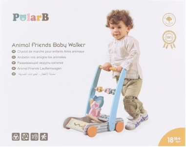 Dřevěné chodítko pro batolata se zvířátky