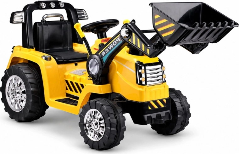 Dětský elektrický traktor se lžící žlutý