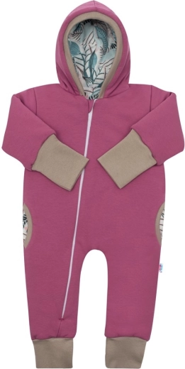 Zateplený jarní overal s kapucí New Baby Spring růžovo-fialový