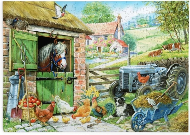 Barevný motiv života na farmě