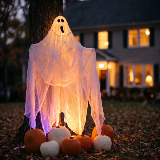 Halloweenská strašidelná dekorační látka 2,15 × 1,52 m bílá