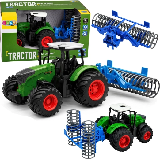 Zemědělský traktor s půdním válcem 1:24 zelený