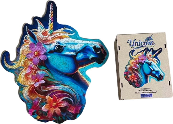 Dřevěné dětské puzzle jednorožec - 1 kus