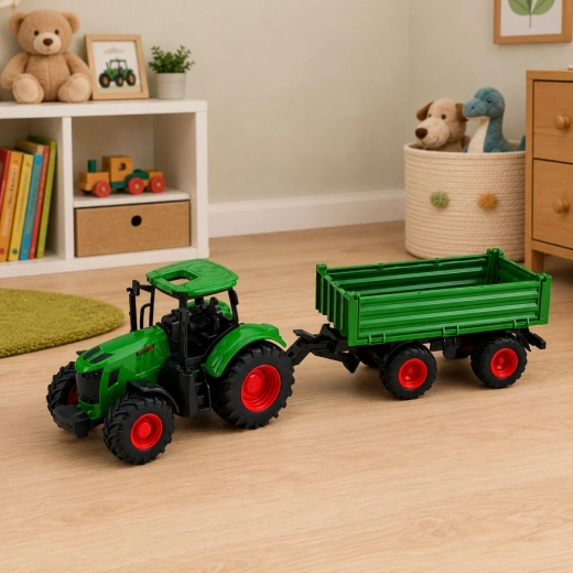 Traktor s přívěsem pro realistickou hru na farmu
