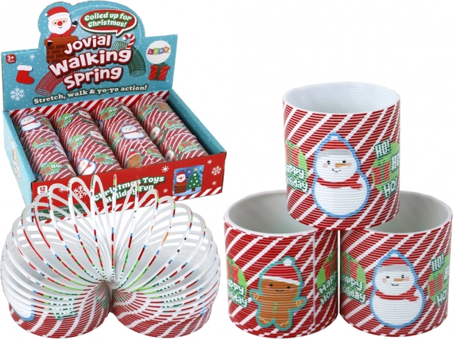 kultovní červeno‑bílá pružinka se svátečním motivem 6 cm