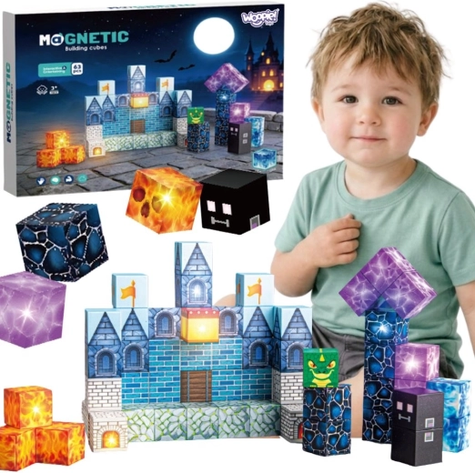 Woopie magnetické konstrukční kostky pixelový hrad 64 ks