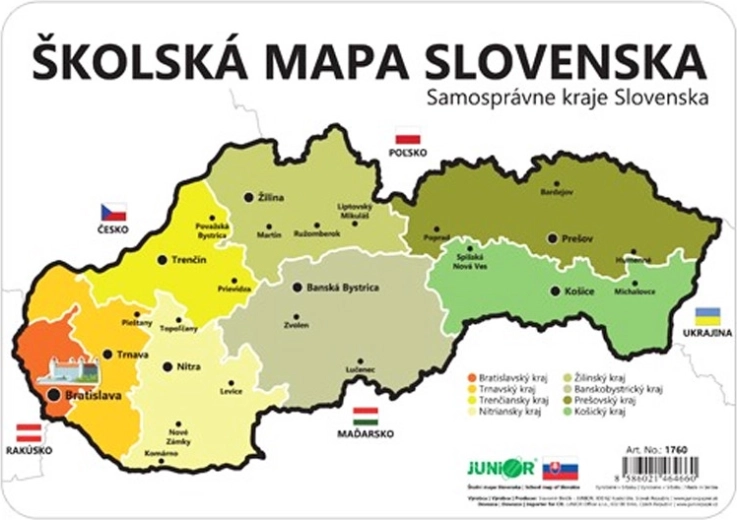 Školní mapa slovenska – šablona krajů 26 × 18 cm