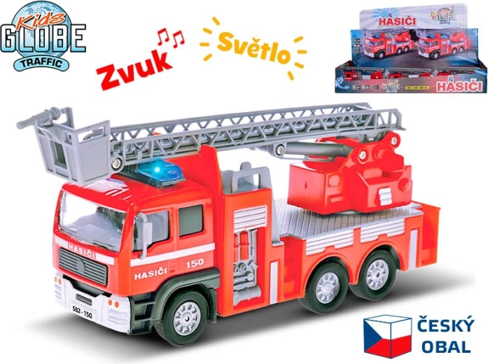 Hasičský vůz se světlem a zvukem 14 cm – Kids Globe Traffic
