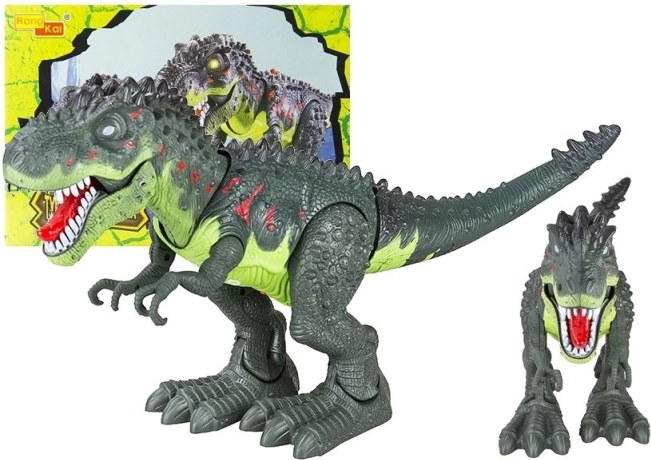 Chodící dinosaurus T-Rex na baterie se světly a zvuky – zelený