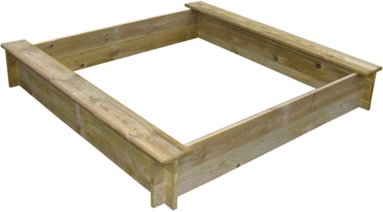 Dřevěné čtvercové pískoviště se dvěma sedátky