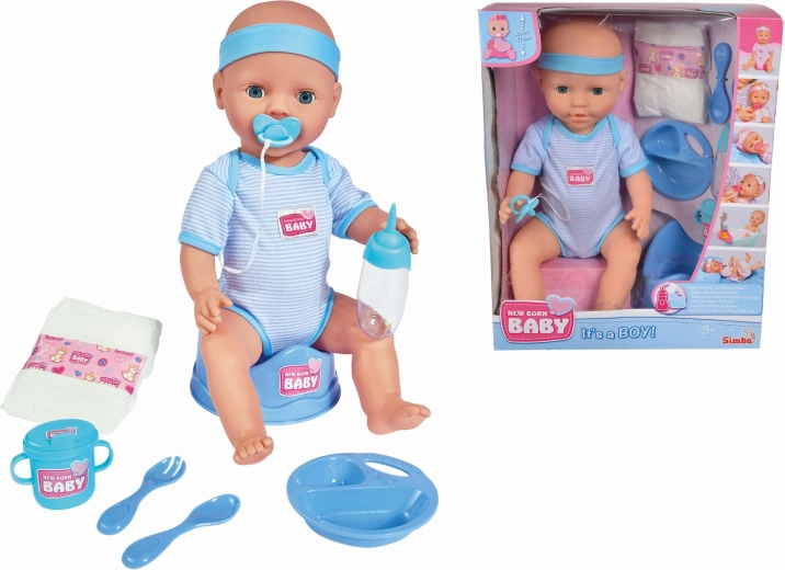 Panenka miminko Simba New Born Baby chlapeček s doplňky 43 cm