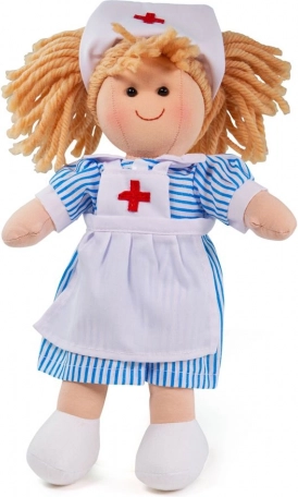 Látková panenka zdravotní sestřička Nancy 28 cm od Bigjigs Toys