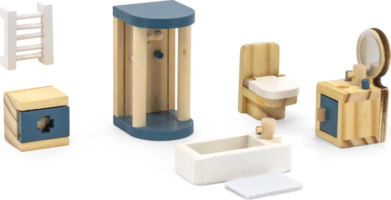 Dřevěný nábytek do domečku pro panenky PolarB – koupelna