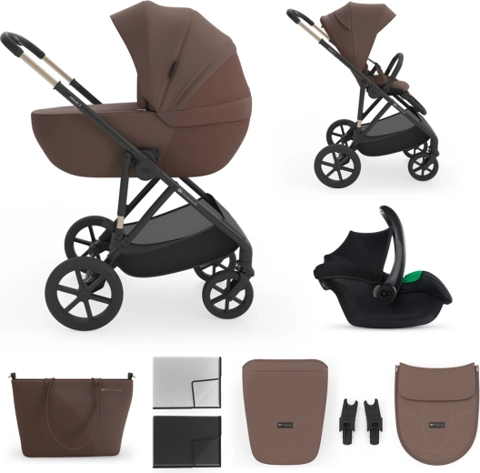 Kombinovaný kočárek 3v1 Kinderkraft Prime 3 velvet mocca