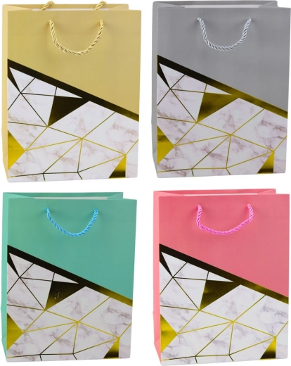 Dárková taška s geometrickými vzory a mramorovým efektem 23 x 18 x 10,5 cm