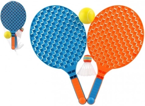 Sada plastových pálek na soft tenis s míčkem a košíčkem