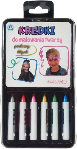 Perleťové tužky na malování na obličej pro děti, sada 6 barev