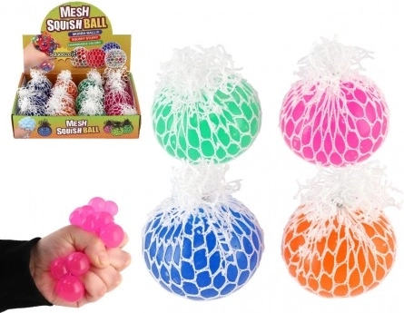 Antistresový mačkací míček se sítkou 6 cm – 4 barvy