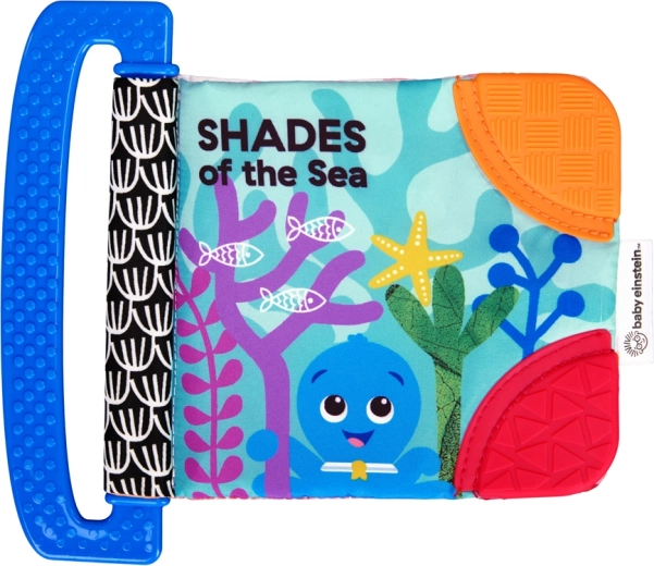 Baby Einstein měkká knížka s kousátky a texturami Shades of the Sea, 0 m+