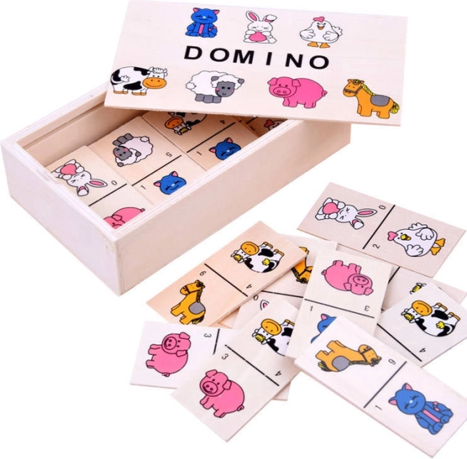 Obrázkové domino pro děti – barevná zvířátka