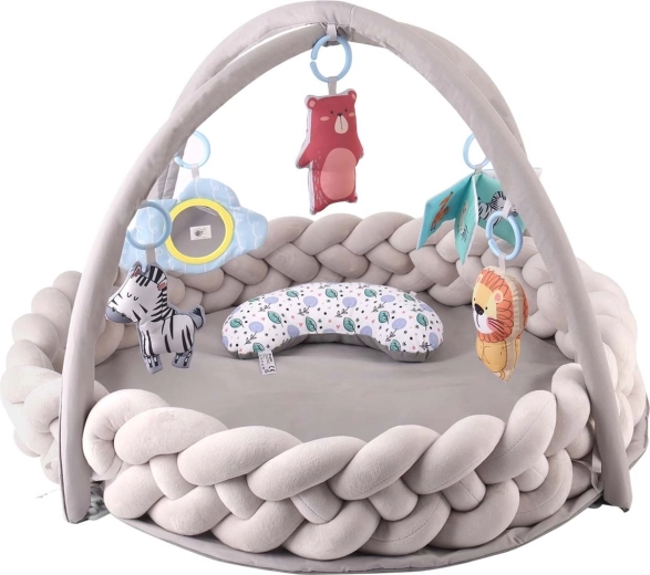 Sensoryční dětská hrací deka s pleteným mantinelem a hrazdičkami TinyMini