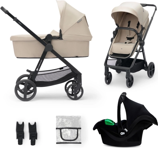 Kinderkraft kombinovaný kočárek 3v1 Newly sand beige s autosedačkou Mink Pro