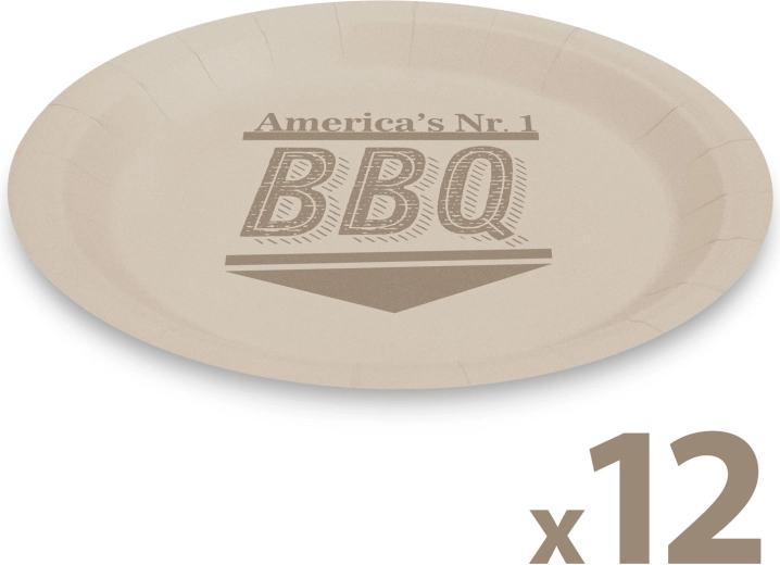 Papírové talíře BBQ 23 cm, 12 ks