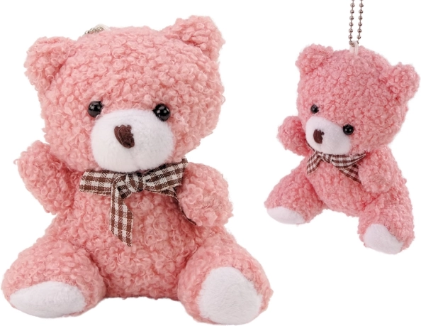 Růžový plyšový mini medvídek přívěsek 10 cm