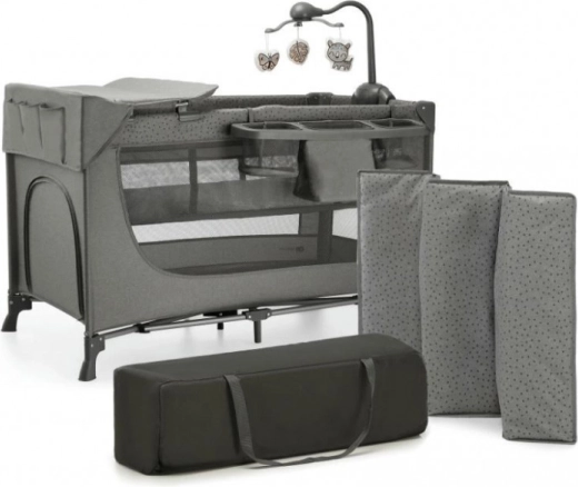 Cestovní postýlka JOY 2 dark grey s příslušenstvím