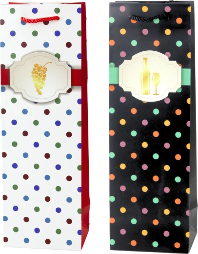 Dárková taška na víno s puntíky 35 × 12 × 9 cm