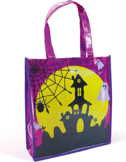 Halloweenská dárková taška s motivem hradu, fialová