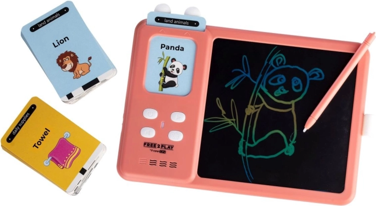 FREEON Free2Play interaktivní LCD tabulka 2v1 pro výuku angličtiny Kiddigit růžová