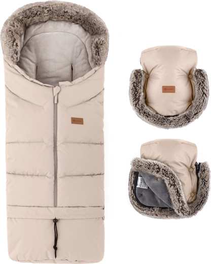 Petite&Mars zimní set fusak Arctic 4v1 a rukavice na kočárek Furry rose petal