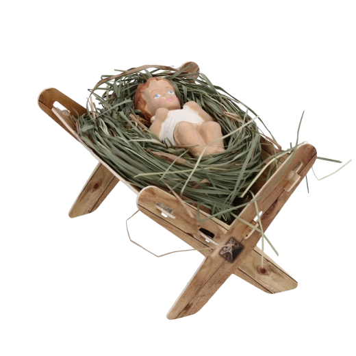 Figurka Ježíška v jesličkách malá, barevná